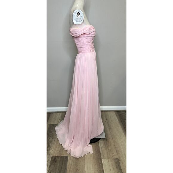 Giambattista Valli Front Twisted Bodice Off Shoulder Maxi Dress in Quartz Rose I - Picture 8 of 11